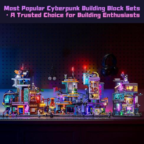 Cyber Couture Galleria Building Set - Cyberpunk Neon City Future Style Toy with Light Kit for Home Decor - Amazing Gift Idea for Boys & Girls, Adults & Sci-fi Lovers, 2701 Pcs in Kuwait