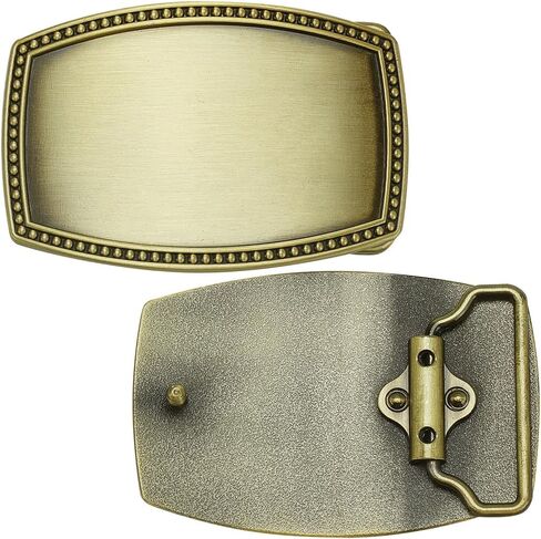 WEBEEDY Antique Silver DIY Blank Belt Buckle Vintage Western Blank Custom Belt Buckle Replacement for Women Men Custom Engraving, Leather Craft Belts Making (3.3x2.2 inch,Fits 1-1/2"(38mm) Belt Strap) in Saudi Arabia