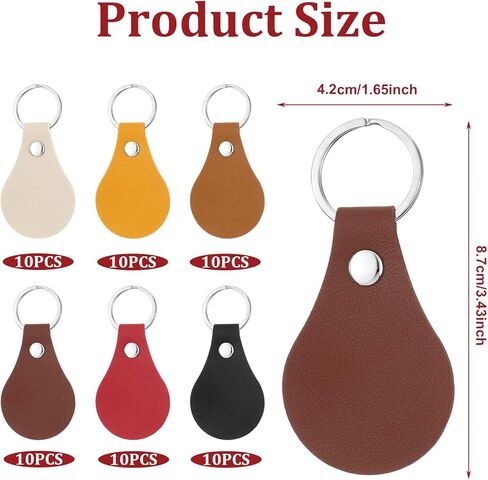 60 Pcs PU Leather Keychain, 6 Colors Leather Keychain Blanks Key Fob Kit with Rivets and Key Ring Keys Chains Bulk for Laser Engraving Keychains DIY Crafts in Saudi Arabia