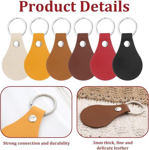 60 Pcs PU Leather Keychain, 6 Colors Leather Keychain Blanks Key Fob Kit with Rivets and Key Ring Keys Chains Bulk for Laser Engraving Keychains DIY Crafts in Saudi Arabia