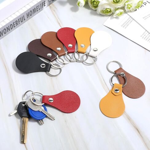 60 Pcs PU Leather Keychain, 6 Colors Leather Keychain Blanks Key Fob Kit with Rivets and Key Ring Keys Chains Bulk for Laser Engraving Keychains DIY Crafts in Saudi Arabia