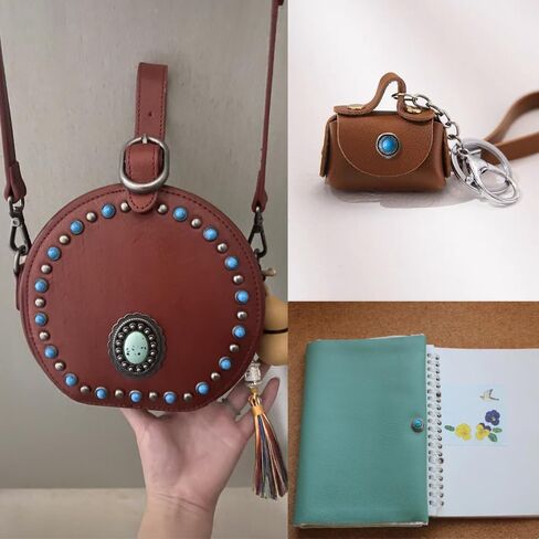 32 Sets Vintage Decorative Rivets, 2 Sizes Round Blue Turquoise Conchos Buttons, Leather Screw Back Button for Purse Belt DIY Leather Crafts, 12mm, 20mm in Kuwait