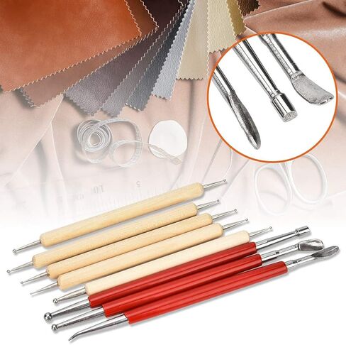 Fayelume 8PCS Leather Carving Tools, Spoon Embossing Tool, Point Drill Leather Tooling Kit for Leathers Craft, Wax Clay Shaping, DIY Embossing in Saudi Arabia