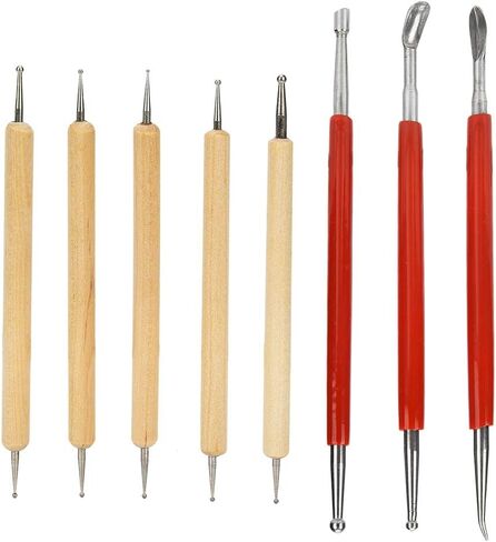 Fayelume 8PCS Leather Carving Tools, Spoon Embossing Tool, Point Drill Leather Tooling Kit for Leathers Craft, Wax Clay Shaping, DIY Embossing in Saudi Arabia