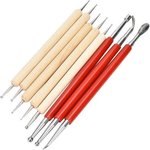 Fayelume 8PCS Leather Carving Tools, Spoon Embossing Tool, Point Drill Leather Tooling Kit for Leathers Craft, Wax Clay Shaping, DIY Embossing in Saudi Arabia