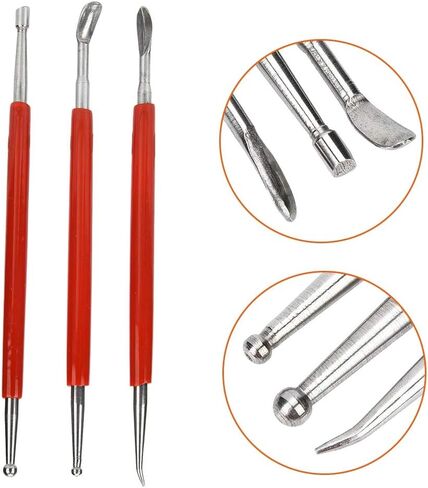 Fayelume 8PCS Leather Carving Tools, Spoon Embossing Tool, Point Drill Leather Tooling Kit for Leathers Craft, Wax Clay Shaping, DIY Embossing in Saudi Arabia