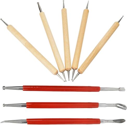 Fayelume 8PCS Leather Carving Tools, Spoon Embossing Tool, Point Drill Leather Tooling Kit for Leathers Craft, Wax Clay Shaping, DIY Embossing in Saudi Arabia