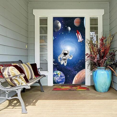 35.4 x 72.8 Inches Mystery Universe Planet Galaxy Yard Door Banner Sign Astronaut Rocket Earth Planet Astronomy Aerospace Banner Children Birthday Party Cake Table Decoration Studio Props in Saudi Arabia