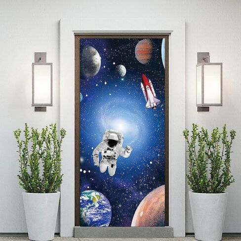 35.4 x 72.8 Inches Mystery Universe Planet Galaxy Yard Door Banner Sign Astronaut Rocket Earth Planet Astronomy Aerospace Banner Children Birthday Party Cake Table Decoration Studio Props in Saudi Arabia