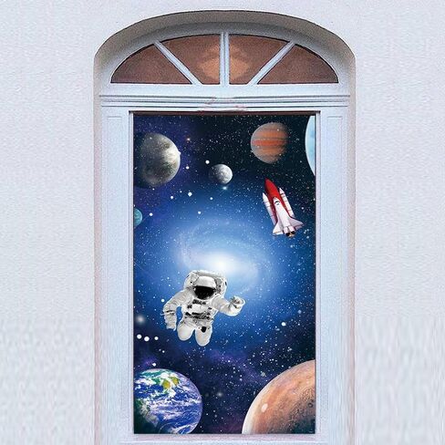35.4 x 72.8 Inches Mystery Universe Planet Galaxy Yard Door Banner Sign Astronaut Rocket Earth Planet Astronomy Aerospace Banner Children Birthday Party Cake Table Decoration Studio Props in Saudi Arabia