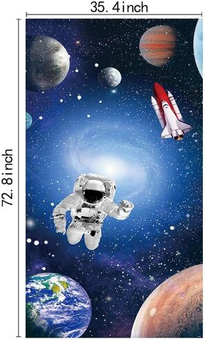 35.4 x 72.8 Inches Mystery Universe Planet Galaxy Yard Door Banner Sign Astronaut Rocket Earth Planet Astronomy Aerospace Banner Children Birthday Party Cake Table Decoration Studio Props in Saudi Arabia