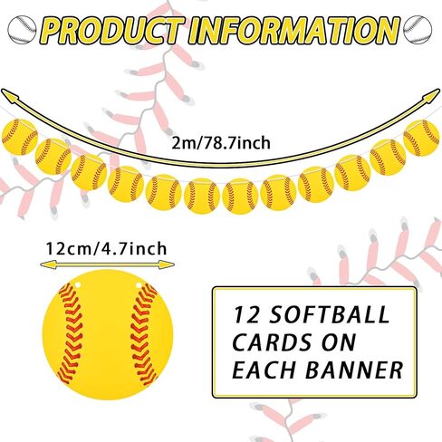Chinco 5 Pieces Softball Party Decorations Softball Party Banners Bunting Hanging Banners Paper Garlands for Sports Theme Birthday in Saudi Arabia