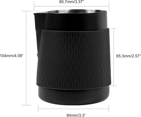 IKAPE Espresso Milk Pitcher, 15.04/450ml Milk Frothing Jug without Handle, Espresso Steaming Pitcher with Sharp Spout for Espresso Barista Tool(black) in Saudi Arabia