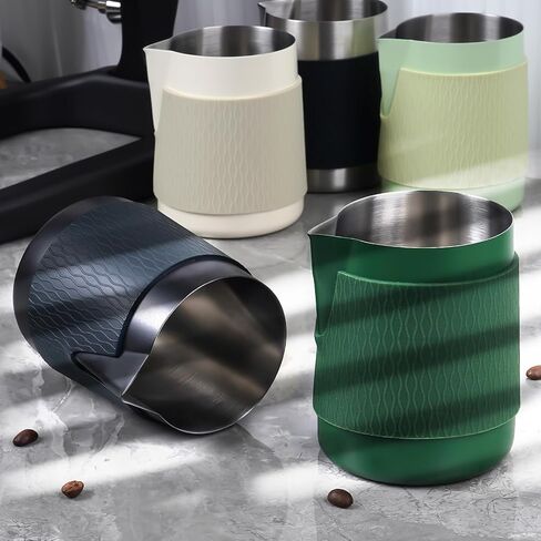 IKAPE Espresso Milk Pitcher, 15.04/450ml Milk Frothing Jug without Handle, Espresso Steaming Pitcher with Sharp Spout for Espresso Barista Tool(black) in Saudi Arabia