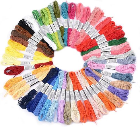 خيوط التطريز 50 شلة غزل بألوان قوس قزح تستخدم في صناعة الغزل والخياطة المتقاطعة وأساور الصداقة والخياطة (50 لونًا) in Kuwait