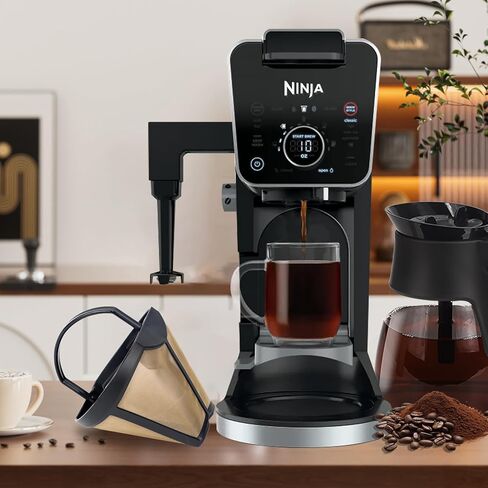 فلتر قهوة دائم لنماذج المشروب المزدوج Ninja CFP، سلة فلتر قهوة ذهبية اللون قابلة لإعادة الاستخدام متوافقة مع ماكينات صنع قهوة النينجا CFP201 CFP300 CFP301 CFP305 CFP307 (عبوة واحدة) in Kuwait