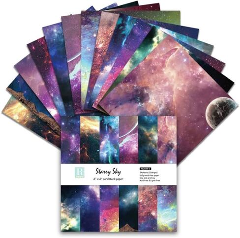Starry Sky Crapbook Paper Pad 6x6inch Assorted Pattern Decoupage Cardstock Paper Single-Sided Vintage Scrapbooking DIY Decorative Cardmaking Supplies 24pcs Junk Journaling Craft Paper in Saudi Arabia
