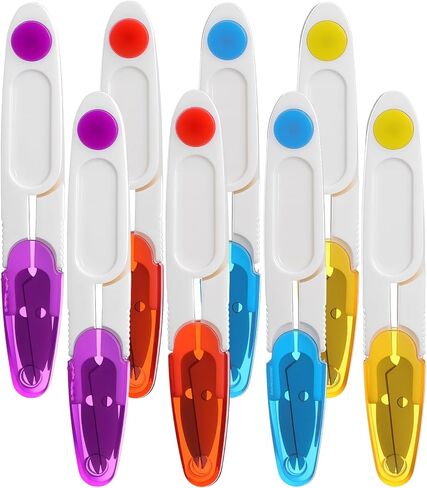 8Pcs U Shaped Portable Scissors, Thread Snips Yarn Scissors with Protective Safety Cover, Thread Snips for Sewing, Stitch Trimming, Crafting, Embroidery, and Knitting in Kuwait