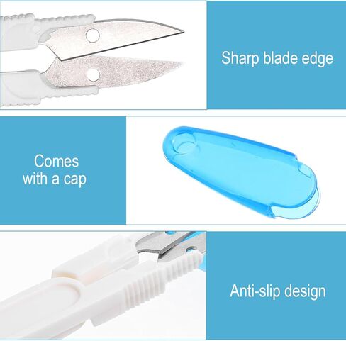 8Pcs U Shaped Portable Scissors, Thread Snips Yarn Scissors with Protective Safety Cover, Thread Snips for Sewing, Stitch Trimming, Crafting, Embroidery, and Knitting in Kuwait