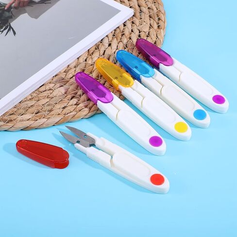 8Pcs U Shaped Portable Scissors, Thread Snips Yarn Scissors with Protective Safety Cover, Thread Snips for Sewing, Stitch Trimming, Crafting, Embroidery, and Knitting in Kuwait