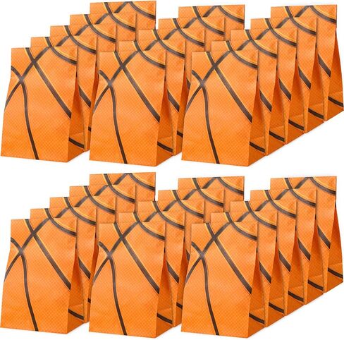 Outus 30 Pcs Basketball Gift Bags Basketball Goodie Bags Bulk Treat Snacks Candy Biscuits Toys Gift Kraft Supplies for Team Teen Adult Sport Ball Theme Birthday Present Party(Orange) in Saudi Arabia