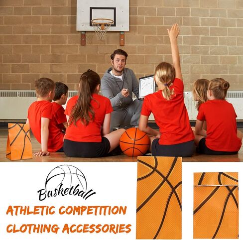 Outus 30 Pcs Basketball Gift Bags Basketball Goodie Bags Bulk Treat Snacks Candy Biscuits Toys Gift Kraft Supplies for Team Teen Adult Sport Ball Theme Birthday Present Party(Orange) in Saudi Arabia