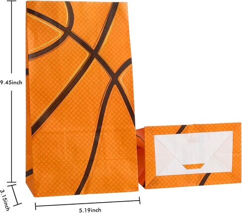 Outus 30 Pcs Basketball Gift Bags Basketball Goodie Bags Bulk Treat Snacks Candy Biscuits Toys Gift Kraft Supplies for Team Teen Adult Sport Ball Theme Birthday Present Party(Orange) in Saudi Arabia