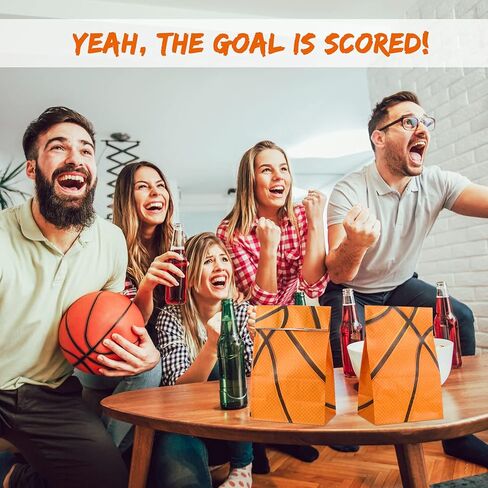 Outus 30 Pcs Basketball Gift Bags Basketball Goodie Bags Bulk Treat Snacks Candy Biscuits Toys Gift Kraft Supplies for Team Teen Adult Sport Ball Theme Birthday Present Party(Orange) in Saudi Arabia