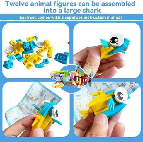 مجموعة مكعبات بناء الحيوانات البحرية من سلة عيد الفصح، 12 في 1 من ألعاب Ocean Creatures Shark Fidget Toys، هدايا الحفلات للأطفال، هدايا عيد ميلاد الفصول الدراسية للأولاد والبنات، حشو بيض عيد الفصح (12 حزمة) in Kuwait