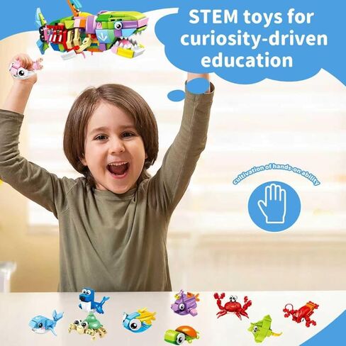 مجموعة مكعبات بناء الحيوانات البحرية من سلة عيد الفصح، 12 في 1 من ألعاب Ocean Creatures Shark Fidget Toys، هدايا الحفلات للأطفال، هدايا عيد ميلاد الفصول الدراسية للأولاد والبنات، حشو بيض عيد الفصح (12 حزمة) in Kuwait