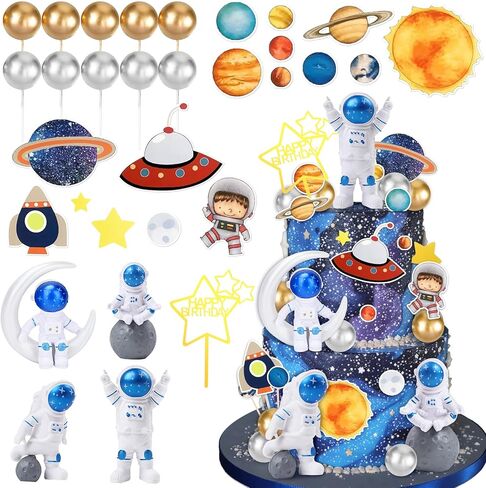 31Pcs Space Cake Decorations Space Cake Topper for Baby Shower Party Supplies in Saudi Arabia
