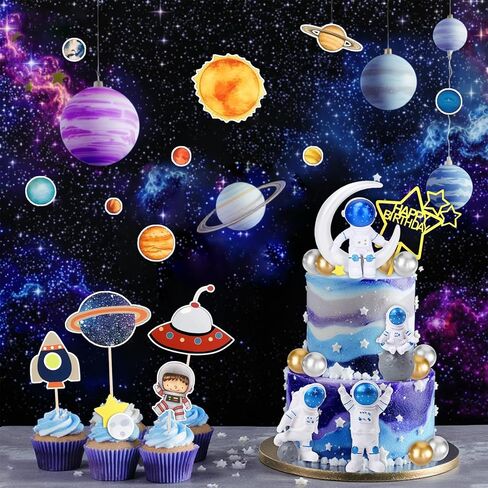31Pcs Space Cake Decorations Space Cake Topper for Baby Shower Party Supplies in Saudi Arabia