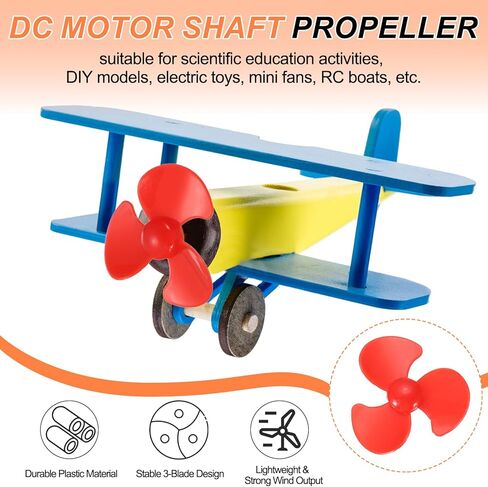 MECCANIXITY 2mm DC Motor Shaft Propeller، 30mm Fan Shape 3-Blade مراوح مستديرة بلاستيكية لنموذج الطائرة DIY ألعاب تعليم العلوم محرك RC Boat Micro (3 ألوان، حزمة من 12) in Kuwait