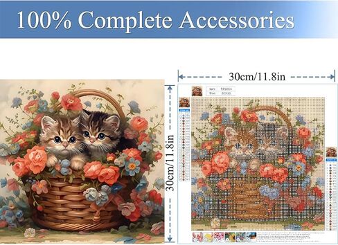 BOHADIY Cat Diamond Art Painting Kits,5D Full Round Drill Cute Kitten Painting by Numbers Art Kits for Adults Beginners,DIY Flower Diamonds Dot Gem Art for Adults Home Wall Decor 12 x 12inch in Saudi Arabia