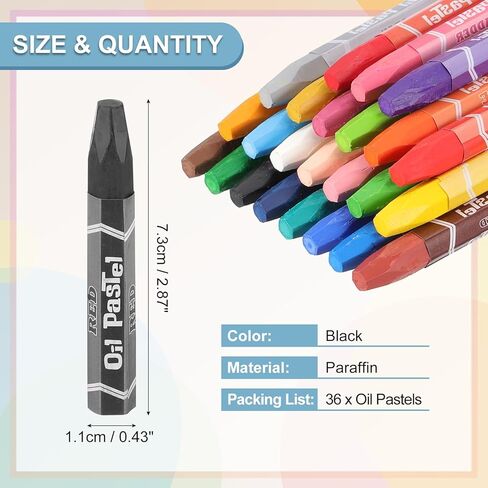 PATIKIL Black Oil Pastels, 36Pcs Soft Oil Crayons Pastels Stick Vibrant and Creamy Art Supplies Bulk for Artists Beginners Art Painting Drawing Blending Graffiti Gallery in Saudi Arabia