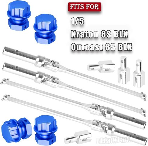 محاور عمود محرك RC ومحرك مختلف مع صواميل سداسية للعجلة، جزء ترقيات لـ 1/5 KRATON 8S BLX/Outcast 8S BLX، 4 قطع من عمود الدفع الأمامي والخلفي CVD، فضي وأزرق داكن in Saudi Arabia