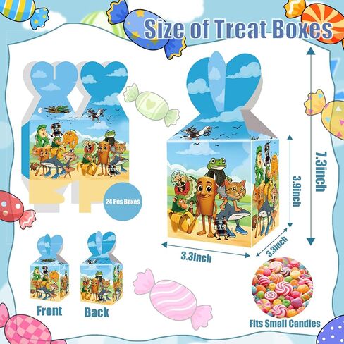 24pcs Italian Brainrot Treat Boxes, 7.3"x3.3"x3.9" Gift Boxes, Happy Birthday Tralalero Tralala Party Supplies, Brainrot Birthday Decorations for Kids in Saudi Arabia