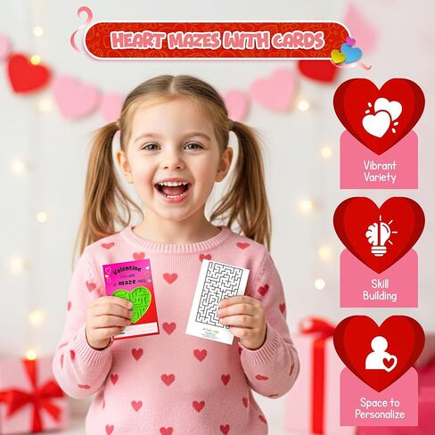 4E's Novelty 36 Pack Valentines Day Cards Gifts for Kids Classroom Heart Mazes Set Boys Girls, School Classroom Exchange Toy Bulk Party Favors, Valentine's Day Gifts for Kids in Saudi Arabia