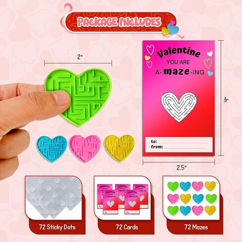 4E's Novelty 36 Pack Valentines Day Cards Gifts for Kids Classroom Heart Mazes Set Boys Girls, School Classroom Exchange Toy Bulk Party Favors, Valentine's Day Gifts for Kids in Saudi Arabia