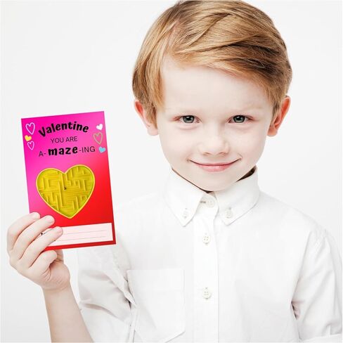 4E's Novelty 36 Pack Valentines Day Cards Gifts for Kids Classroom Heart Mazes Set Boys Girls, School Classroom Exchange Toy Bulk Party Favors, Valentine's Day Gifts for Kids in Saudi Arabia