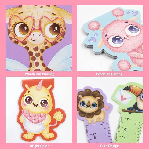 Ceiba Tree 24 Pack Valentines Day Stationery Gifts Set for Kids Classroom Exchange Gift Set with Pencil Notepad Stamp Treat Goodie Bag Stuffers Sticker Ruler for School Valentine Party Favors Supplies in Saudi Arabia
