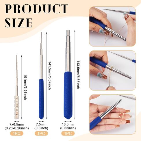 3Pcs Wire Looping Winding Rod, Wire Wrapping Tool Round Multi Jump Ring Mandrel Looping Rods Forming Rings Tool Set for DIY Jewelry Making in Saudi Arabia