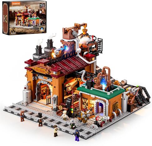 Steampunk Ore Factory Lighting Building-Bricks Set, 3138 Pcs Interactive Mechanical Factory Collection Display Set for Adults and Steampunk Lovers in Kuwait