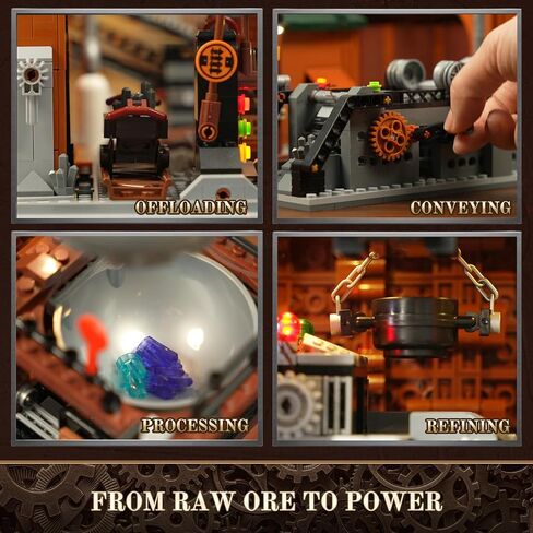 Steampunk Ore Factory Lighting Building-Bricks Set, 3138 Pcs Interactive Mechanical Factory Collection Display Set for Adults and Steampunk Lovers in Kuwait