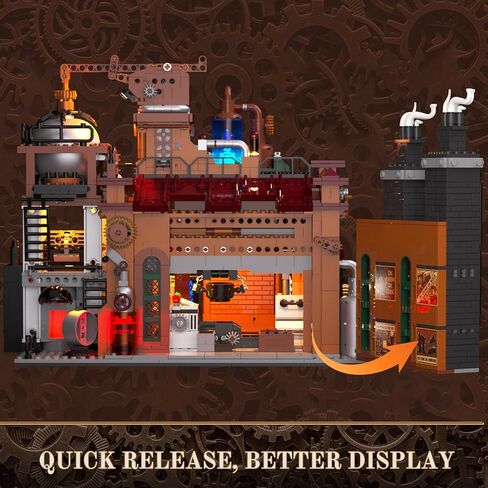 Steampunk Ore Factory Lighting Building-Bricks Set, 3138 Pcs Interactive Mechanical Factory Collection Display Set for Adults and Steampunk Lovers in Kuwait