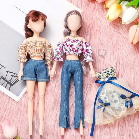 Geyoga 3 Set 12 Pcs Doll Clothes and Accessories for 12 Inch Doll Summer Doll Suit Girl Doll Pants Shoes Casual Wear Clothes Outfits, Dolls are Not Included(Floral), As Pictures Show in Saudi Arabia