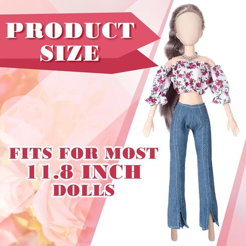 Geyoga 3 Set 12 Pcs Doll Clothes and Accessories for 12 Inch Doll Summer Doll Suit Girl Doll Pants Shoes Casual Wear Clothes Outfits, Dolls are Not Included(Floral), As Pictures Show in Saudi Arabia