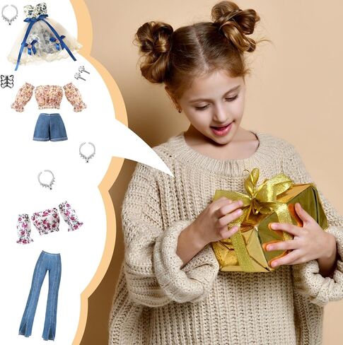Geyoga 3 Set 12 Pcs Doll Clothes and Accessories for 12 Inch Doll Summer Doll Suit Girl Doll Pants Shoes Casual Wear Clothes Outfits, Dolls are Not Included(Floral), As Pictures Show in Saudi Arabia