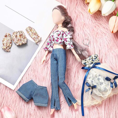 Geyoga 3 Set 12 Pcs Doll Clothes and Accessories for 12 Inch Doll Summer Doll Suit Girl Doll Pants Shoes Casual Wear Clothes Outfits, Dolls are Not Included(Floral), As Pictures Show in Saudi Arabia