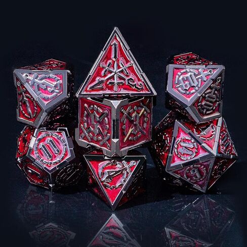 Metal DND Dice Set, Red Warblade Heavy Metal Dice Set, Designed for D&D DM, Players and Dice Collectors, Perfect for Dungeons and Dragon, MTG, TTRPG Role Playing Table Games in Saudi Arabia